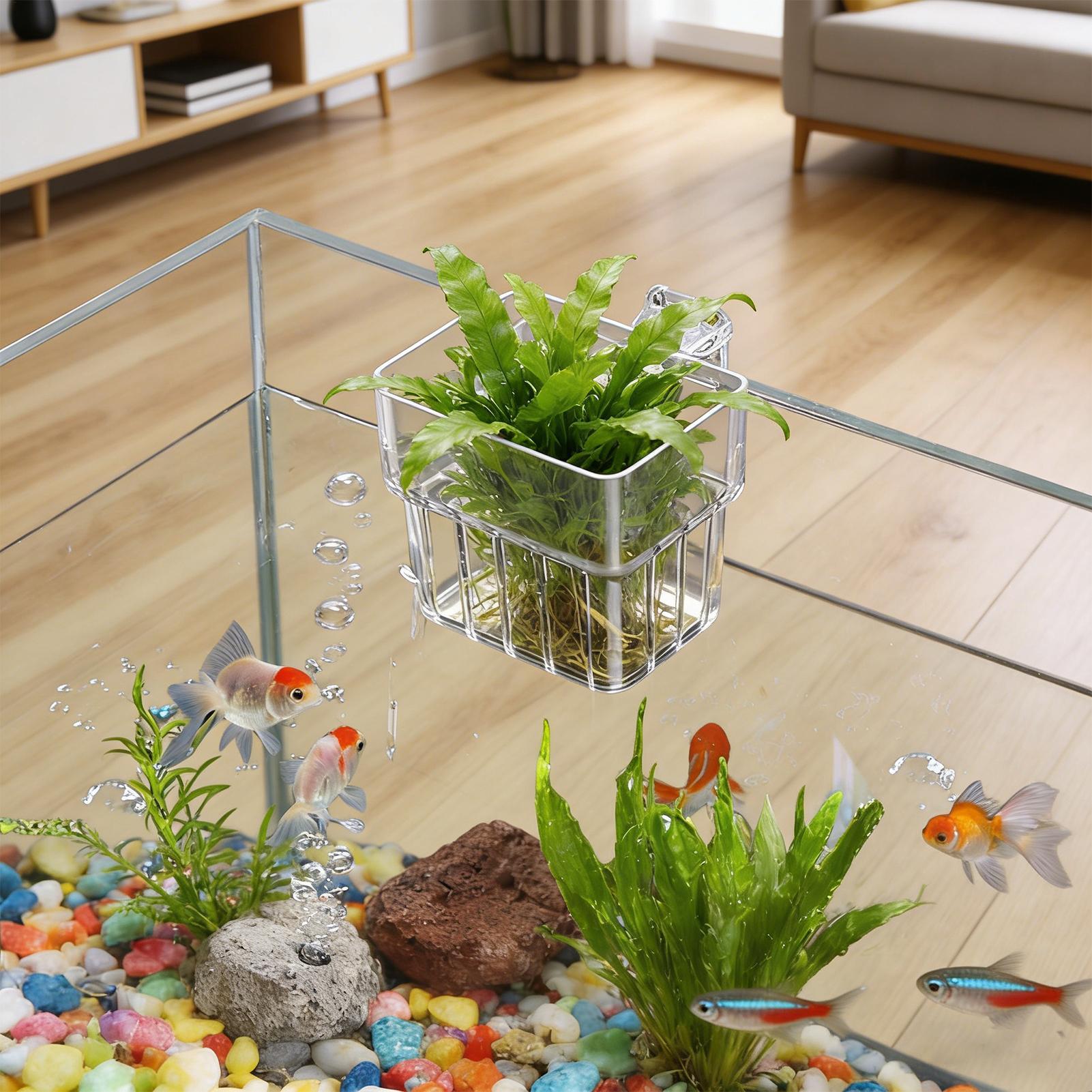 Plant Aquarium Pot - Transparent Hangable Aquarium Plant Holder Pot