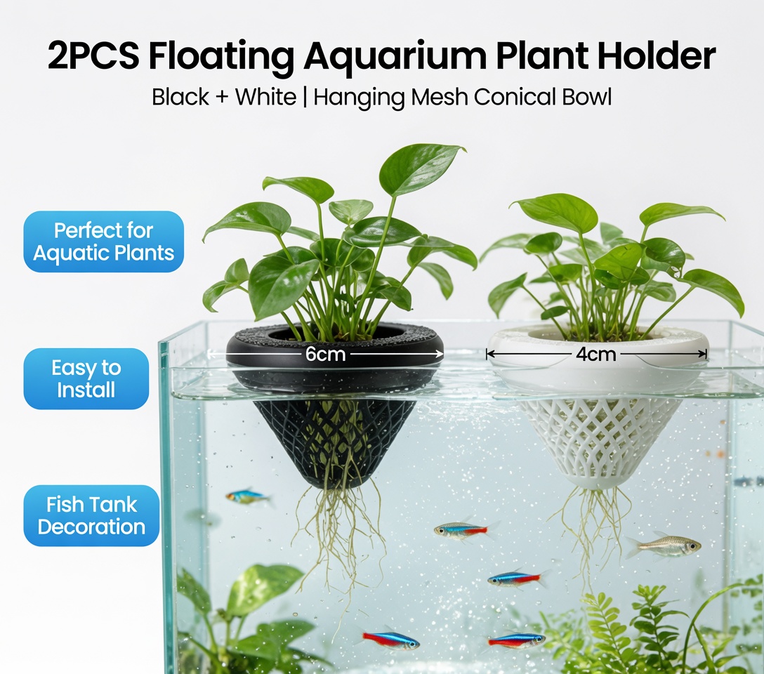 2PCS Floating Aquarium Plant H - Plant Aquarium Pot 评论和价格