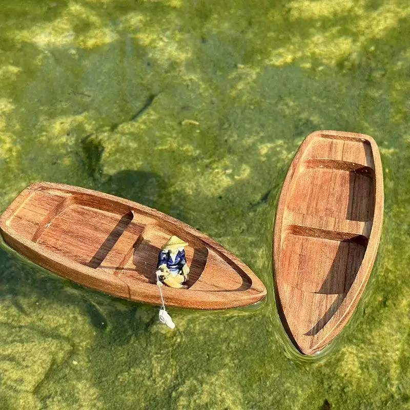 Handmade Wooden Boat Mini Floa - Aquarium Driftwood 评论和价格