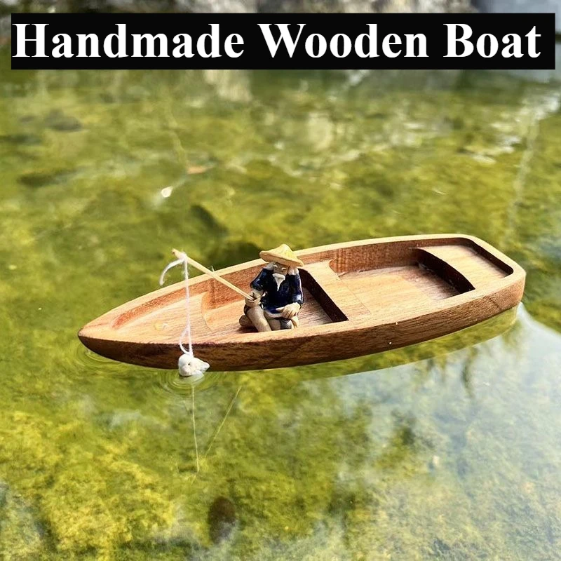 Handmade Wooden Boat Mini Floa - Aquarium Driftwood 评论和价格